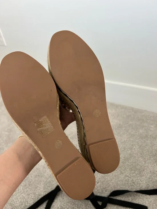 Tory Burch Black Espadrille Platform Sandals with Ankle Tie - Picture 4 of 7